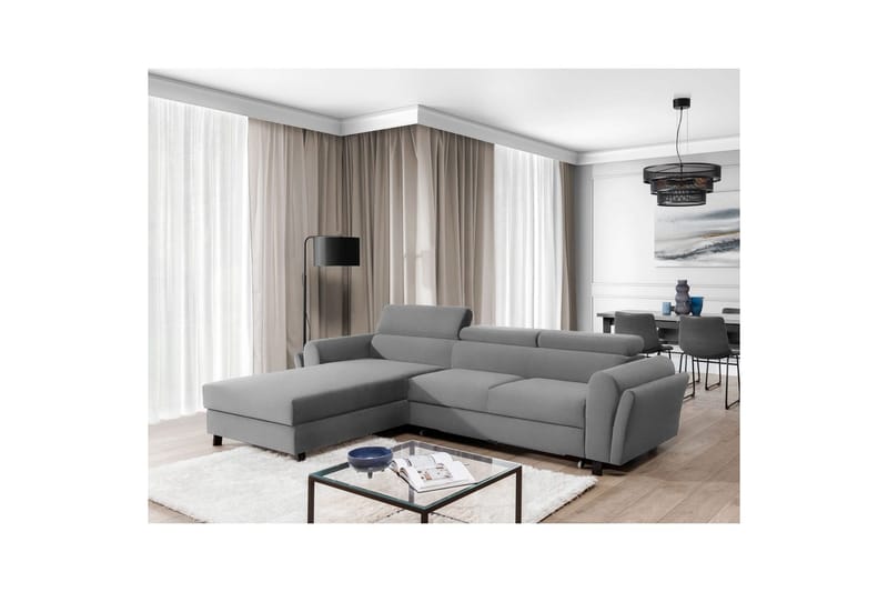 Hörnsoffa Eltap Mariall 288x200x92 cm - Paros 05, Ljusgrå, Vänster - Möbler - Soffa - Bäddsoffa