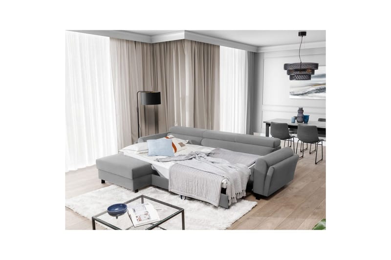 Hörnsoffa Eltap Mariall 288x200x92 cm - Paros 05, Ljusgrå, Vänster - Möbler - Soffa - Bäddsoffa