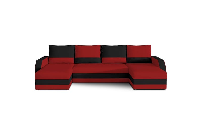 Hörnsoffa Eltap Marion 312x143x88 cm, Alova 46, Alova 04, Röd, Svart