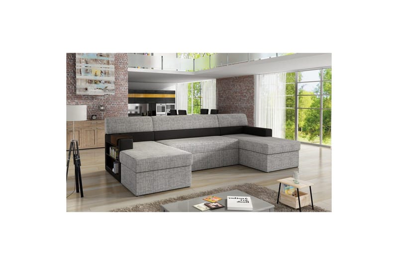 Hörnsoffa Eltap Markos 310x159x90 cm - Berlin 01, Soft 11, Grå, Svart, Vänster - Möbler - Soffa - Bäddsoffa