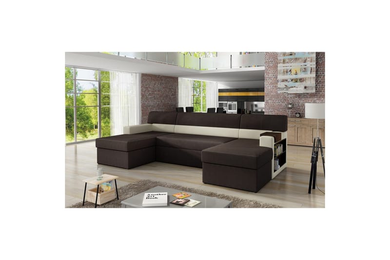 Hörnsoffa Eltap Markos 310x159x90 cm - Jasmine 29, Soft 33, Brun, Beige, Höger - Möbler - Soffa - Bäddsoffa