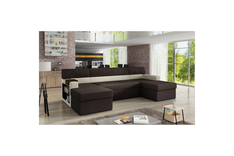 Hörnsoffa Eltap Markos 310x159x90 cm - Jasmine 29, Soft 33, Brun, Beige, Vänster - Möbler - Soffa - Bäddsoffa