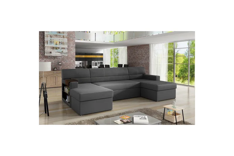 Hörnsoffa Eltap Markos 310x159x90 cm - Soft 29, Dora 96, Grå, Svart, Vänster - Möbler - Soffa - Bäddsoffa