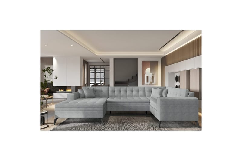 Hörnsoffa Eltap Montez 340x180x93 cm - Gojo 4, Grå, Vänster - Möbler - Soffa - Bäddsoffa