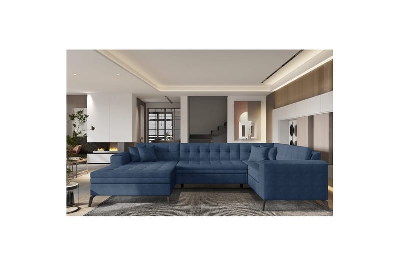 Hörnsoffa Eltap Montez 340x180x93 cm - Gojo 40, Blå, Vänster - Möbler - Soffa - Bäddsoffa