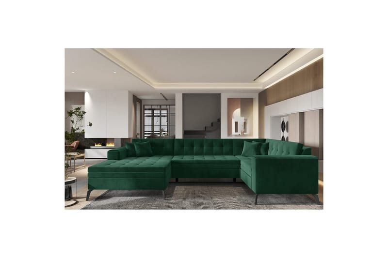 Hörnsoffa Eltap Montez 340x180x93 cm - Loco 35, Mörkgrön, Vänster - Möbler - Soffa - Bäddsoffa