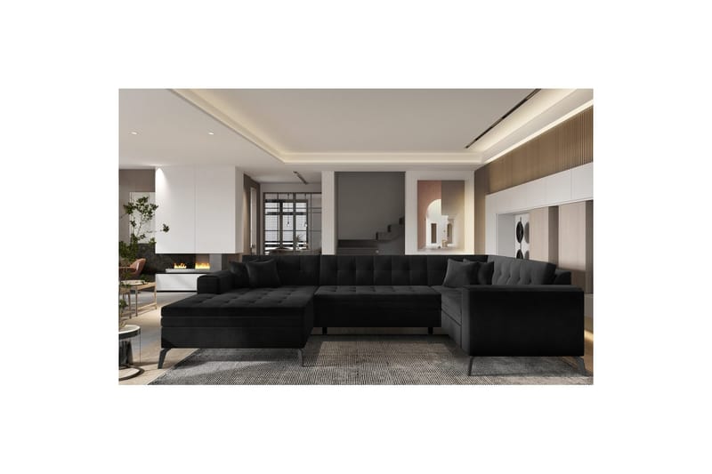 Hörnsoffa Eltap Montez 340x180x93 cm - Lukso 10, Svart, Vänster - Möbler - Soffa - Bäddsoffa