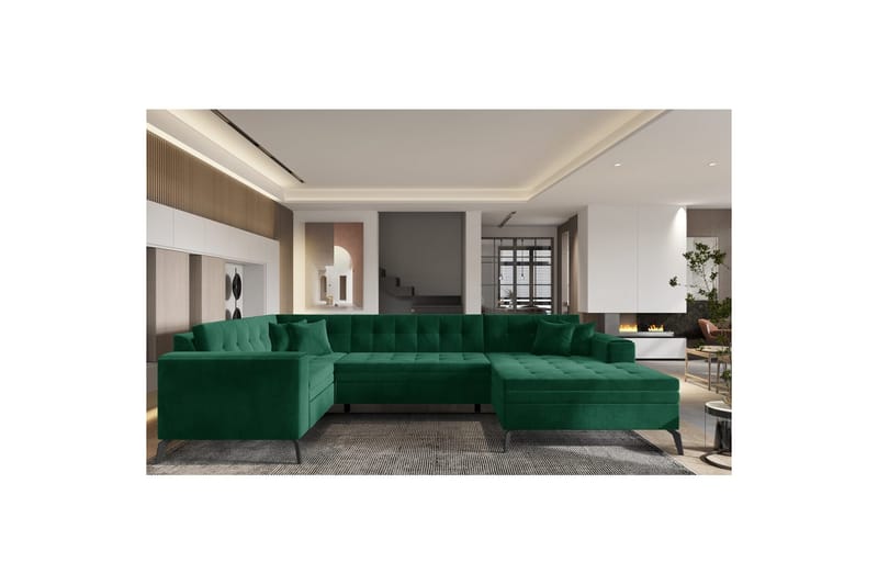 Hörnsoffa Eltap Montez 340x180x93 cm - Lukso 35, Mörkgrön, Höger - Möbler - Soffa - Bäddsoffa