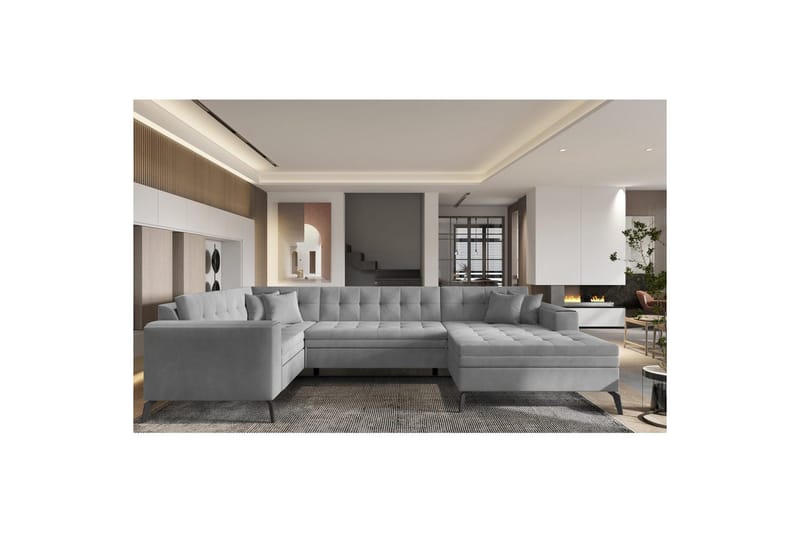 Hörnsoffa Eltap Montez 340x180x93 cm - Nube 3, Ljusgrå, Höger - Möbler - Soffa - Bäddsoffa