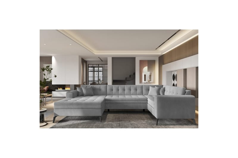 Hörnsoffa Eltap Montez 340x180x93 cm - Nube 3, Ljusgrå, Vänster - Möbler - Soffa - Bäddsoffa