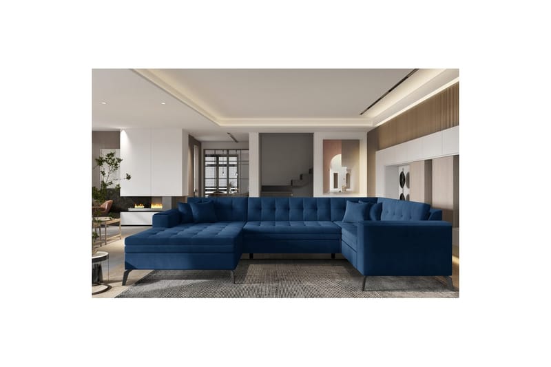 Hörnsoffa Eltap Montez 340x180x93 cm - Nube 40, Blå, Vänster - Möbler - Soffa - Bäddsoffa