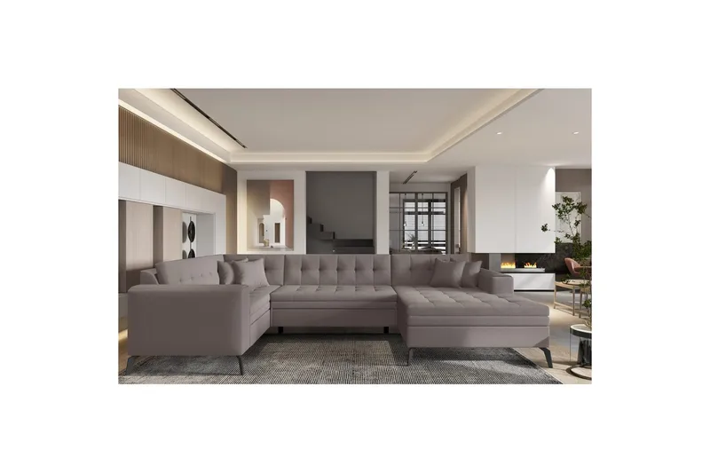 Hörnsoffa Eltap Montez 340x180x93 cm, Savoi 7, Beige, Höger
