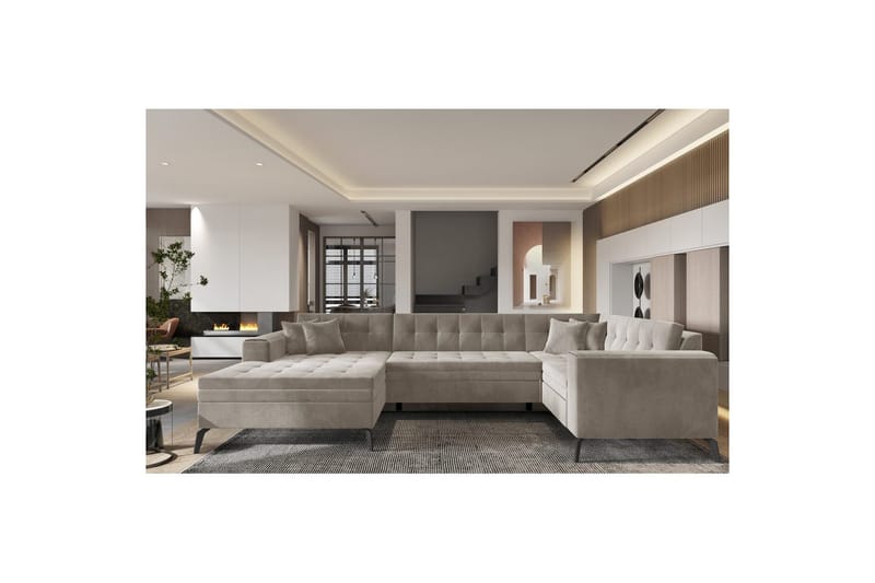 Hörnsoffa Eltap Montez 340x180x93 cm - Sola 18, Beige, Vänster - Möbler - Soffa - Bäddsoffa