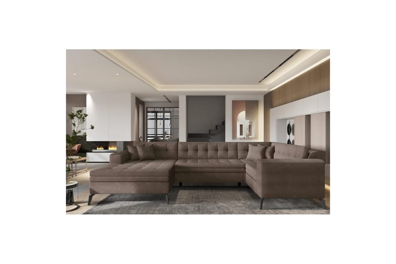 Hörnsoffa Eltap Montez 340x180x93 cm - Poco 22, Brun, Vänster - Möbler - Soffa - Bäddsoffa