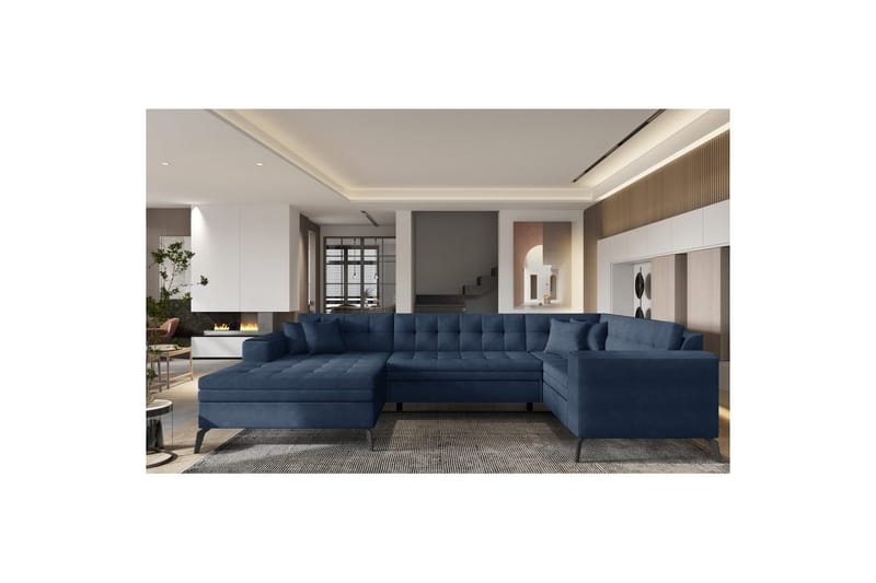 Hörnsoffa Eltap Montez 340x180x93 cm - Poco 40, Blå, Vänster - Möbler - Soffa - Bäddsoffa