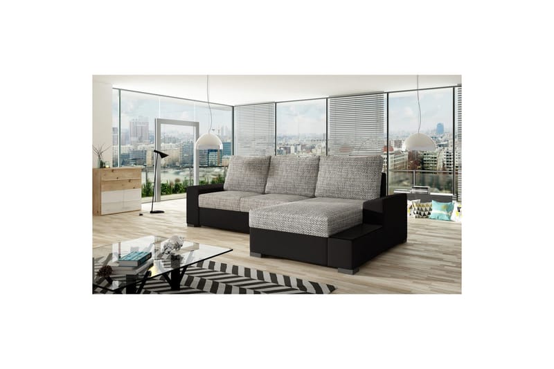 Hörnsoffa Eltap Negro 245x165x90 cm - Berlin 01, Soft 11, Grå, Svart, Höger - Möbler - Soffa - Bäddsoffa