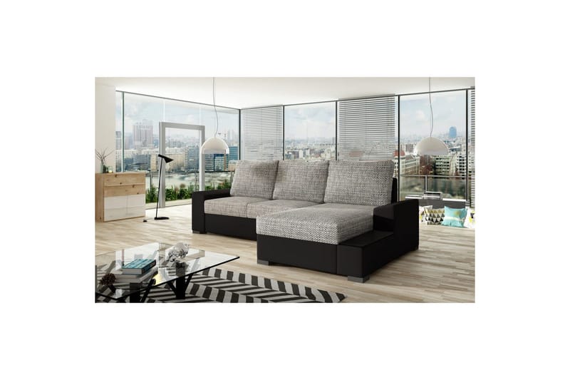 Hörnsoffa Eltap Negro 245x165x90 cm, Berlin 01, Soft 11, Grå, Svart, Höger