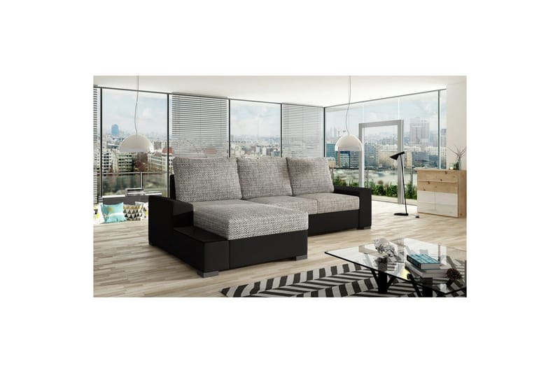 Hörnsoffa Eltap Negro 245x165x90 cm - Berlin 01, Soft 11, Grå, Svart, Vänster - Möbler - Soffa - Bäddsoffa