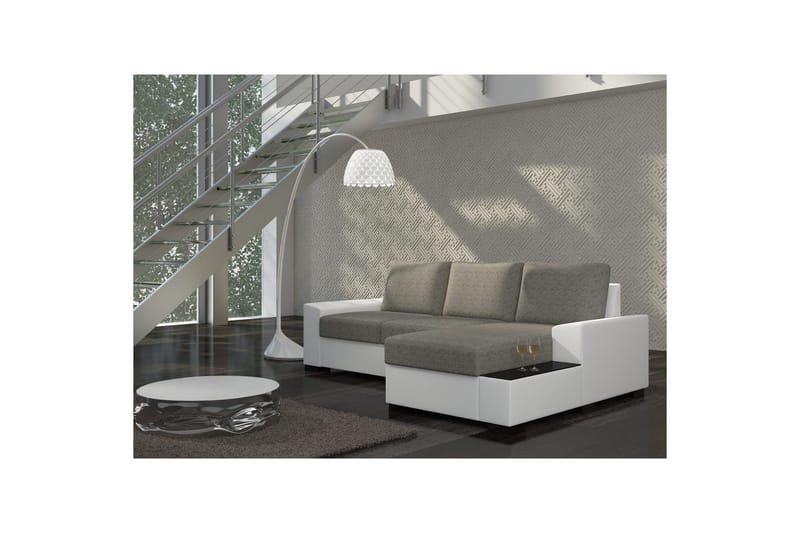 Hörnsoffa Eltap Negro 245x165x90 cm - Berlin 01, Soft 17, Grå, Vit, Höger - Möbler - Soffa - Bäddsoffa