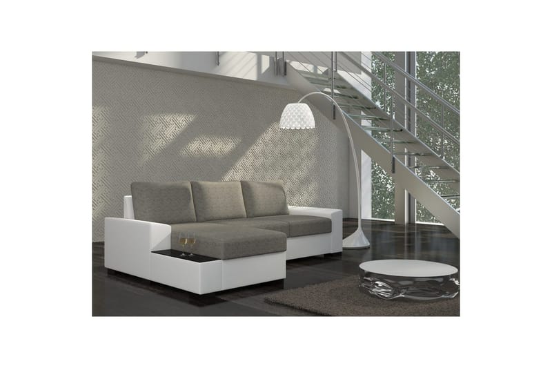 Hörnsoffa Eltap Negro 245x165x90 cm - Berlin 01, Soft 17, Grå, Vit, Vänster - Möbler - Soffa - Bäddsoffa