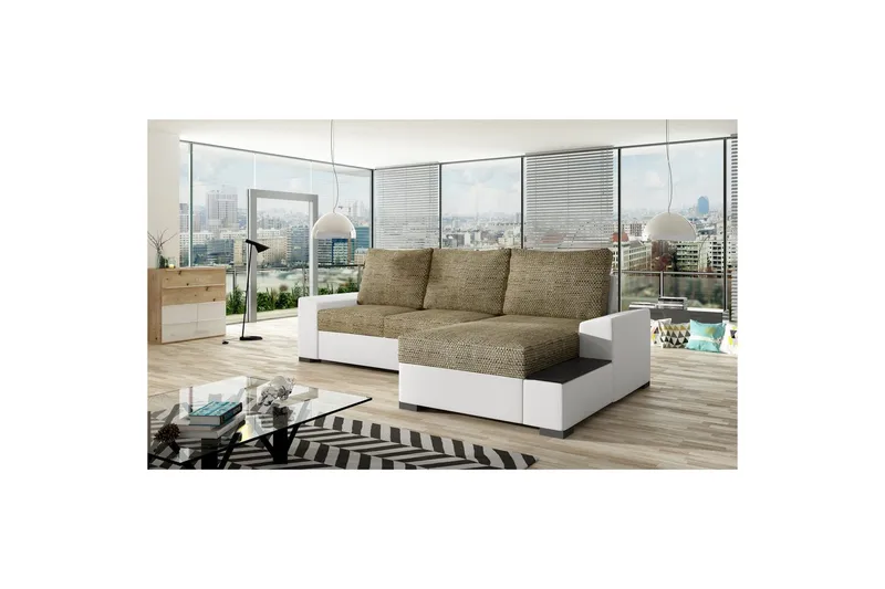 Hörnsoffa Eltap Negro 245x165x90 cm - Berlin 03, Soft 17, Beige, Vit, Höger - Möbler - Soffa - Bäddsoffa