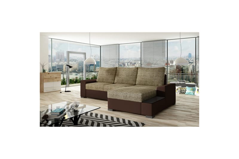Hörnsoffa Eltap Negro 245x165x90 cm - Berlin 03, Soft 66, Beige, Mörkbrun, Höger - Möbler - Soffa - Bäddsoffa