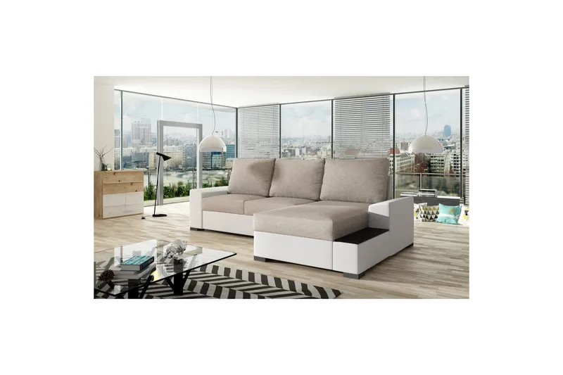 Hörnsoffa Eltap Negro 245x165x90 cm - Dora 21, Soft 17, Beige, Vit, Höger - Möbler - Soffa - Bäddsoffa