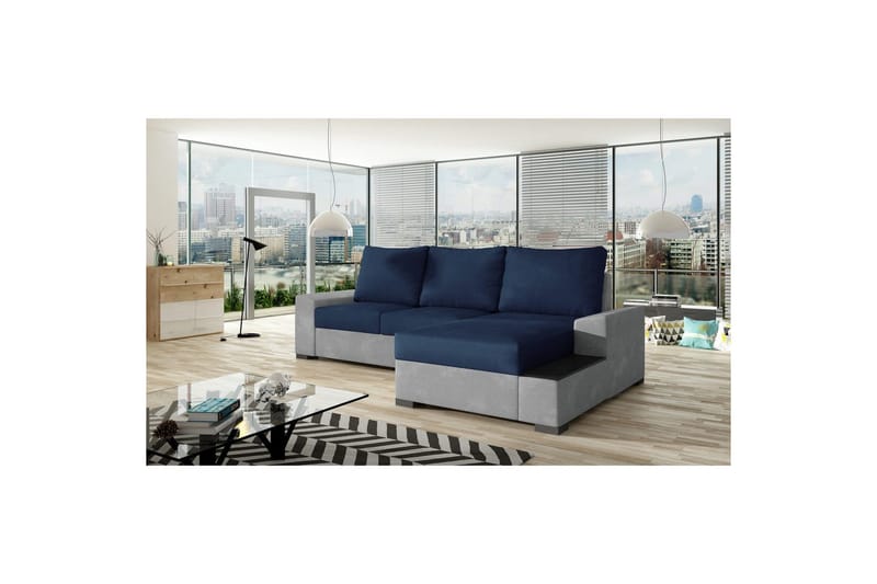 Hörnsoffa Eltap Negro 245x165x90 cm - Kronos 09, Paros 05, Mörkblå, Ljusgrå, Höger - Möbler - Soffa - Bäddsoffa