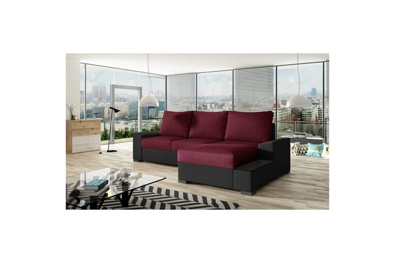 Hörnsoffa Eltap Negro 245x165x90 cm - Malmo 63, Soft 11, Röd, Svart, Höger - Möbler - Soffa - Bäddsoffa