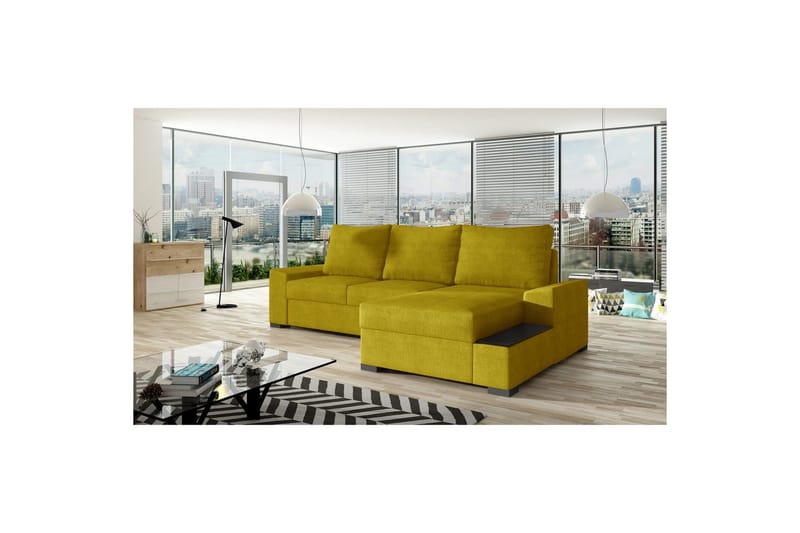 Hörnsoffa Eltap Negro 245x165x90 cm - Omega 68, Gul, Höger - Möbler - Soffa - Bäddsoffa