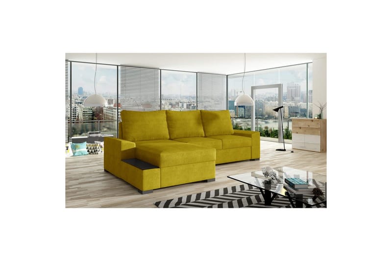 Hörnsoffa Eltap Negro 245x165x90 cm - Omega 68, Gul, Vänster - Möbler - Soffa - Bäddsoffa