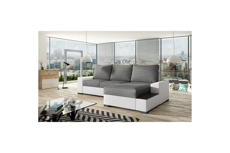 Hörnsoffa Eltap Negro 245x165x90 cm - Sawana 05, Soft 17, Grå, Vit, Höger - Möbler - Soffa - Bäddsoffa