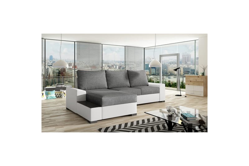 Hörnsoffa Eltap Negro 245x165x90 cm - Sawana 05, Soft 17, Grå, Vit, Vänster - Möbler - Soffa - Bäddsoffa