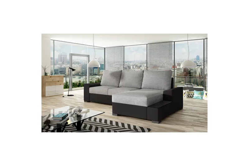 Hörnsoffa Eltap Negro 245x165x90 cm, Sawana 21, Soft 11, Grå, Svart, Höger