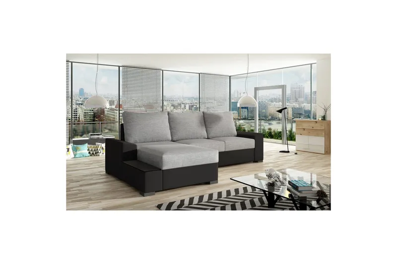 Hörnsoffa Eltap Negro 245x165x90 cm, Sawana 21, Soft 11, Grå, Svart, Vänster