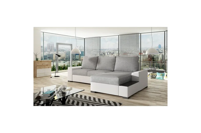 Hörnsoffa Eltap Negro 245x165x90 cm - Sawana 21, Soft 17, Grå, Vit, Höger - Möbler - Soffa - Bäddsoffa