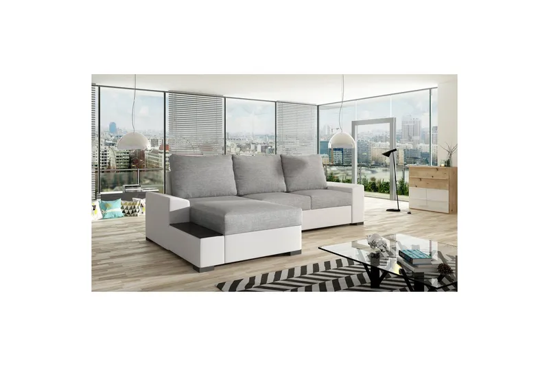 Hörnsoffa Eltap Negro 245x165x90 cm - Sawana 21, Soft 17, Grå, Vit, Vänster - Möbler - Soffa - Bäddsoffa