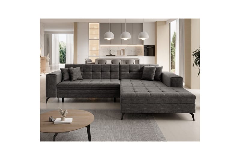 Hörnsoffa Eltap Solange 292x196x84 cm - Berlin 01, Grå, Höger - Möbler - Soffa - Bäddsoffa