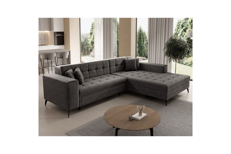 Hörnsoffa Eltap Solange 292x196x84 cm - Berlin 01, Grå, Höger - Möbler - Soffa - Bäddsoffa