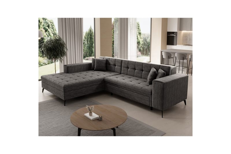 Hörnsoffa Eltap Solange 292x196x84 cm - Berlin 01, Grå, Vänster - Möbler - Soffa - Bäddsoffa