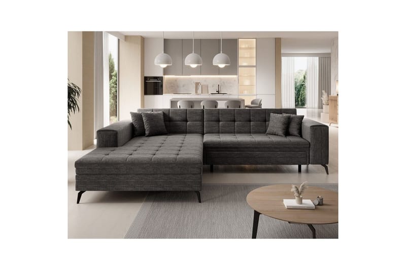 Hörnsoffa Eltap Solange 292x196x84 cm - Berlin 01, Grå, Vänster - Möbler - Soffa - Bäddsoffa