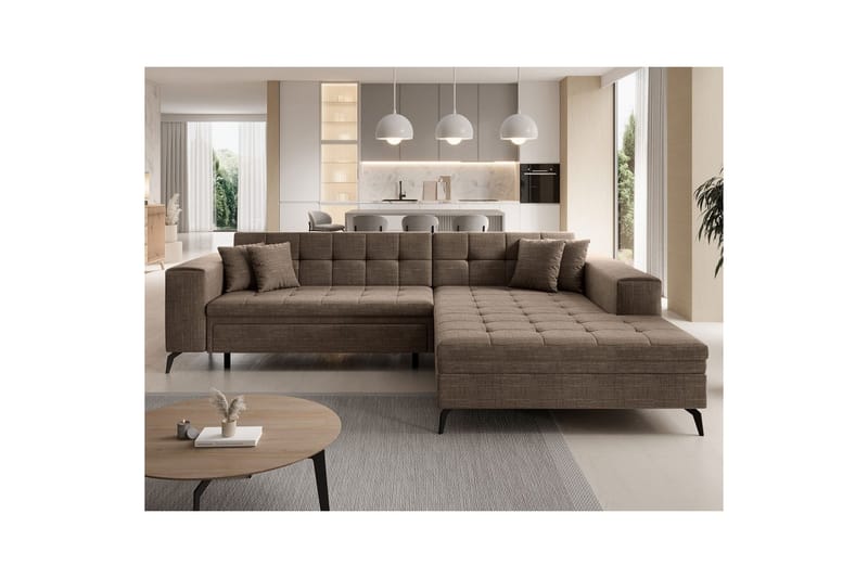Hörnsoffa Eltap Solange 292x196x84 cm - Berlin 03, Beige, Höger - Möbler - Soffa - Bäddsoffa