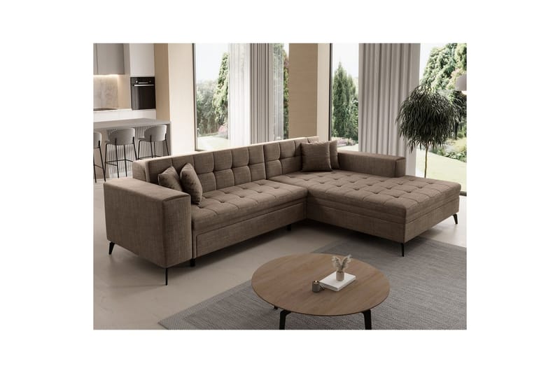 Hörnsoffa Eltap Solange 292x196x84 cm - Berlin 03, Beige, Höger - Möbler - Soffa - Bäddsoffa