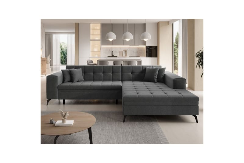 Hörnsoffa Eltap Solange 292x196x84 cm - Inari 96, Mörkgrå, Höger - Möbler - Soffa - Bäddsoffa