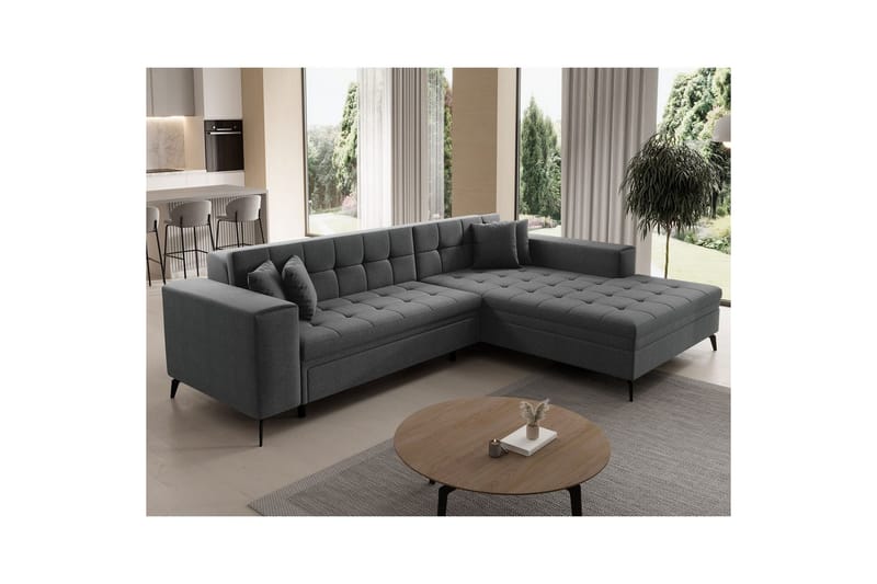 Hörnsoffa Eltap Solange 292x196x84 cm - Inari 96, Mörkgrå, Höger - Möbler - Soffa - Bäddsoffa