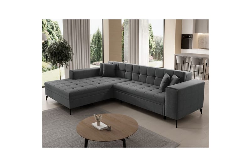 Hörnsoffa Eltap Solange 292x196x84 cm - Inari 96, Mörkgrå, Vänster - Möbler - Soffa - Bäddsoffa