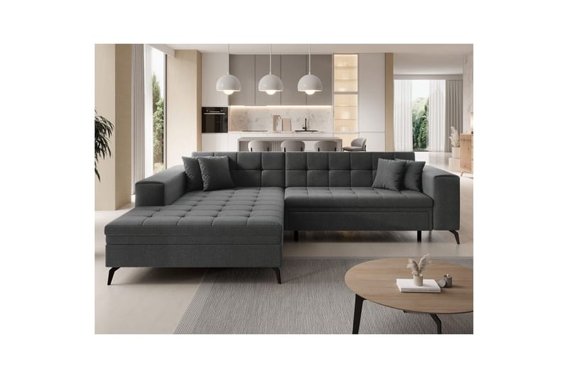 Hörnsoffa Eltap Solange 292x196x84 cm - Inari 96, Mörkgrå, Vänster - Möbler - Soffa - Bäddsoffa