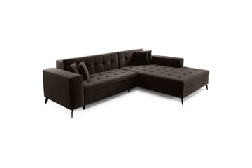 Hörnsoffa Eltap Solange 292x196x84 cm - Mat Velvet 29, Mörkbrun, Höger - Möbler - Soffa - Bäddsoffa