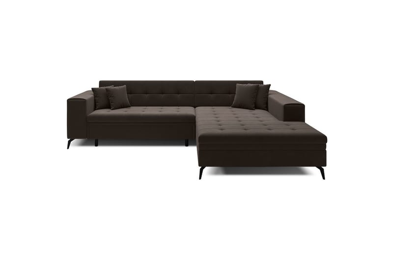 Hörnsoffa Eltap Solange 292x196x84 cm - Mat Velvet 29, Mörkbrun, Höger - Möbler - Soffa - Bäddsoffa