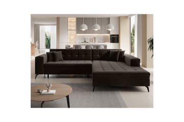 Hörnsoffa Eltap Solange 292x196x84 cm - Mat Velvet 29, Mörkbrun, Höger - Möbler - Soffa - Bäddsoffa